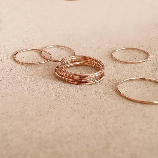 Cecily - Dainty Hammered Ring in Rose Gold