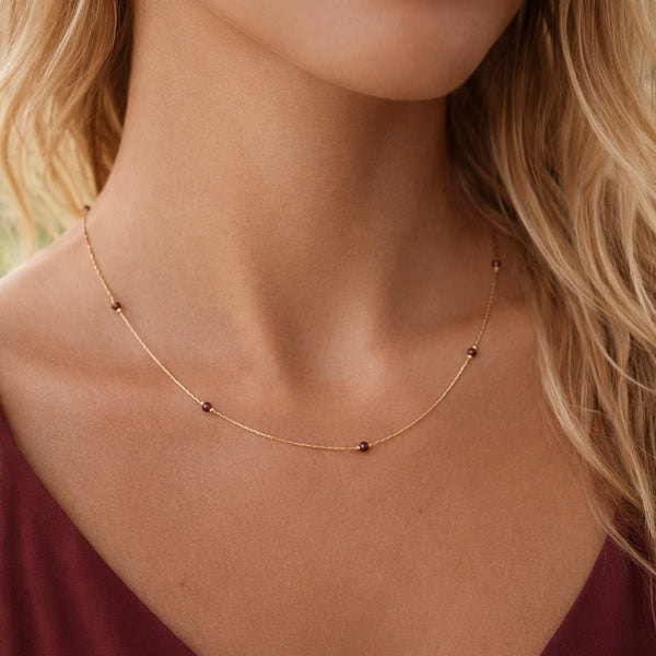 Bridget - Dainty Garnet Necklace
