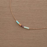Cleo - Rose Gold Necklace in Aqua & Mint
