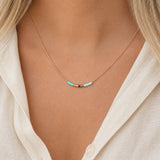 Cleo - Rose Gold Necklace in Aqua & Mint