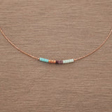 Cleo - Rose Gold Necklace in Aqua & Mint