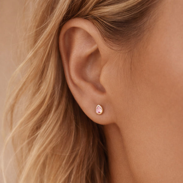 Gally - Pink Teardrop Studs