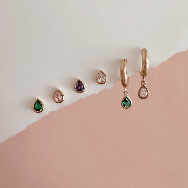 Gally - Green Teardrop Studs