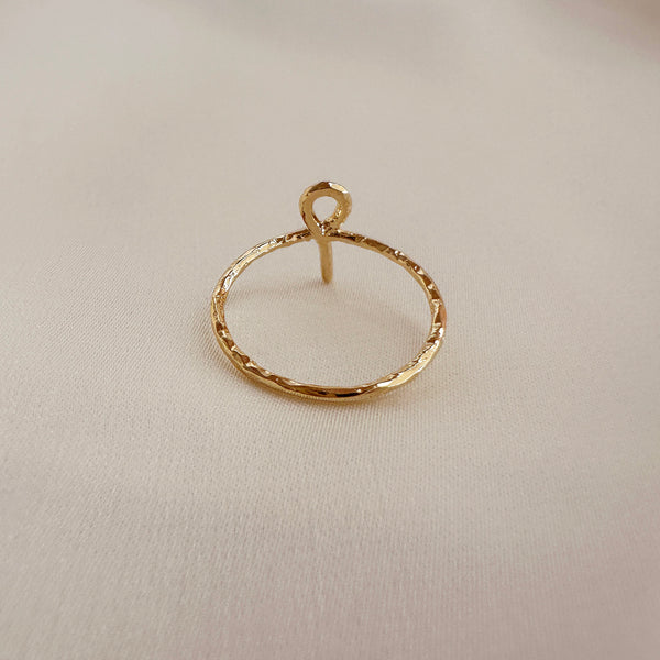 Hayat - Textured Ankh Ring