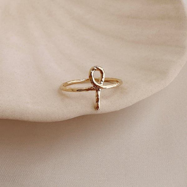 Hayat - Textured Ankh Ring