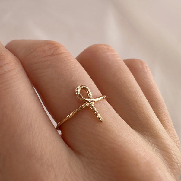 Hayat - Textured Ankh Ring