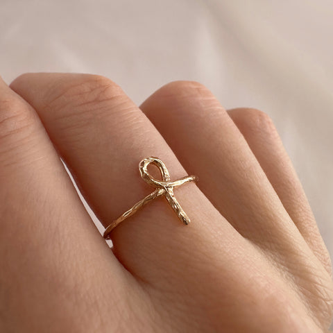 Hayat - Textured Ankh Ring