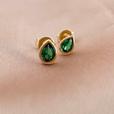 Gally - Green Teardrop Studs