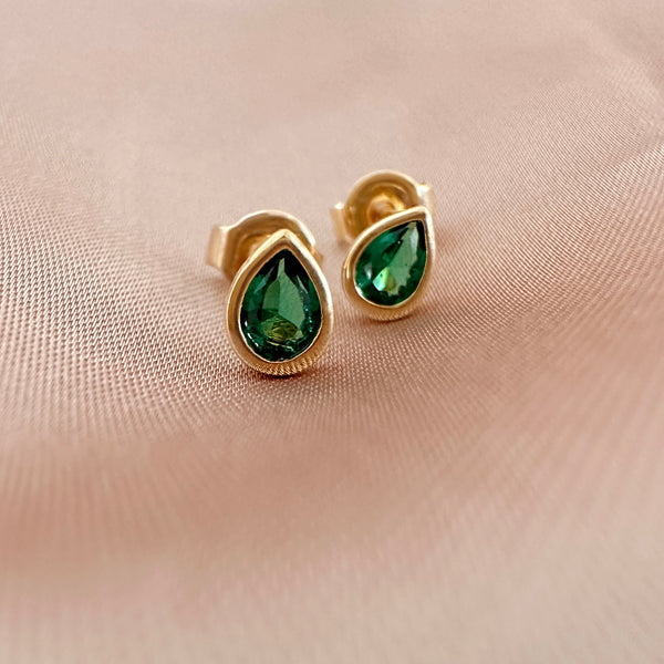 Gally - Green Teardrop Studs