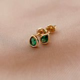 Gally - Green Teardrop Studs