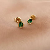 Gally - Green Teardrop Studs