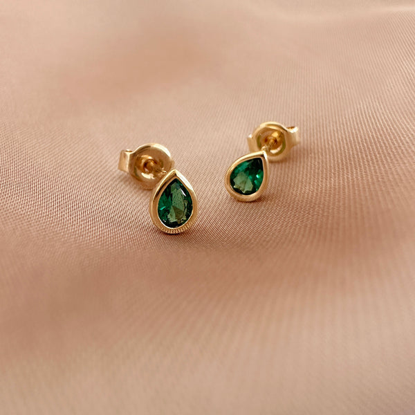 Gally - Green Teardrop Studs
