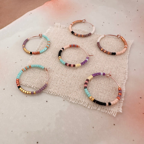 Irina - Beaded Hoop Earrings