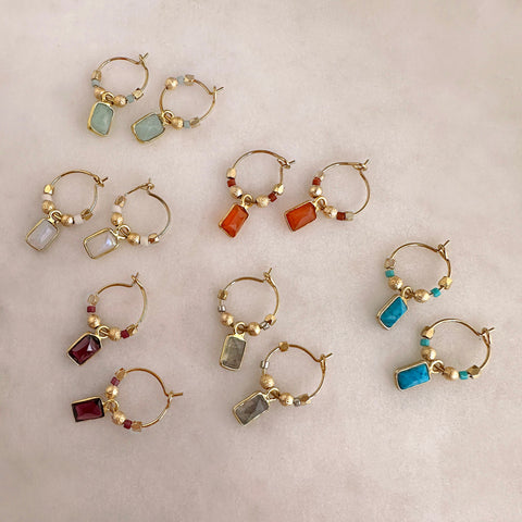 Ayla - Tiny Gemstone Hoops