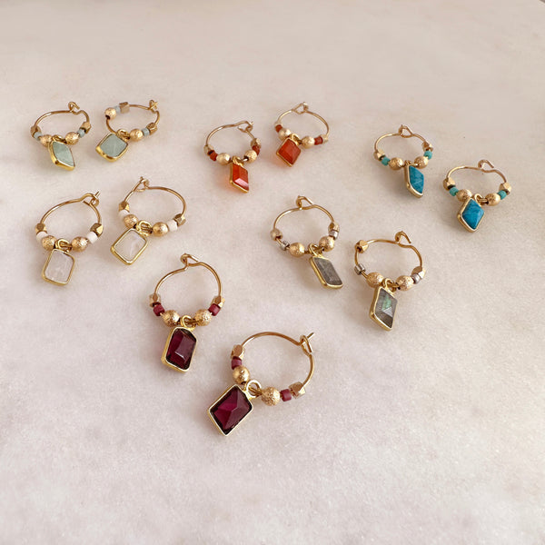 Ayla - Tiny Gemstone Hoops
