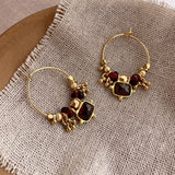 Kora - Garnet Hoop Earrings