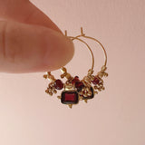 Kora - Garnet Hoop Earrings