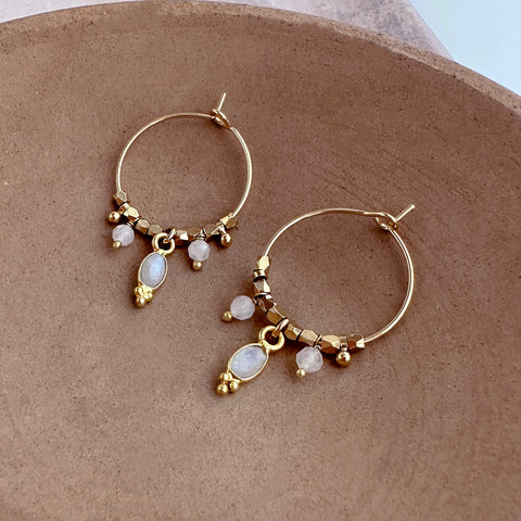 Inaya - Moonstone Hoop Earrings