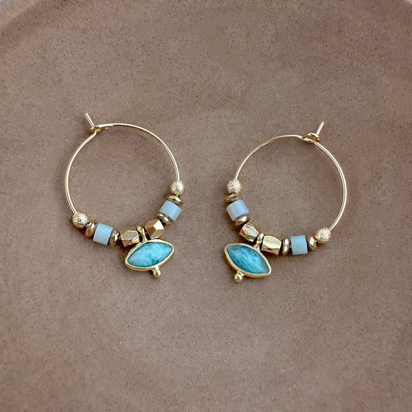 Kora - Amazonite Hoop Earrings
