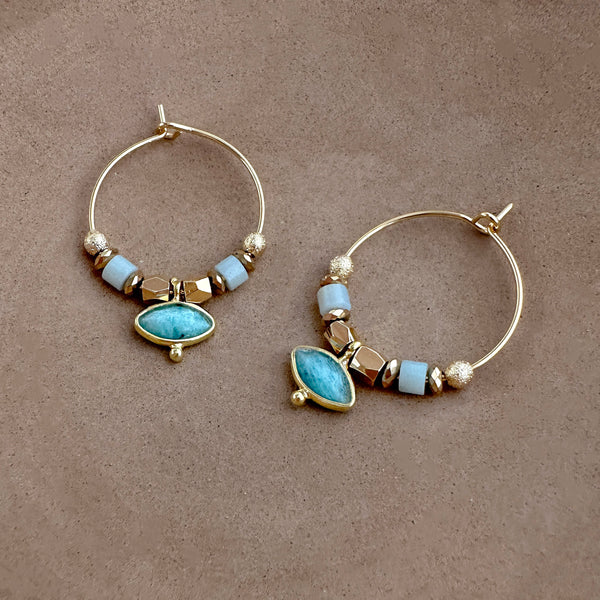 Kora - Amazonite Hoop Earrings