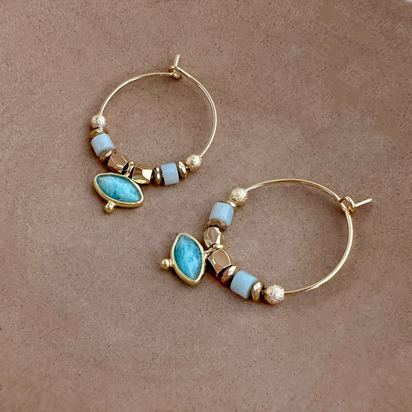 Kora - Amazonite Hoop Earrings