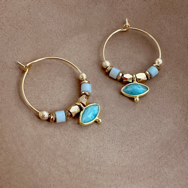 Kora - Amazonite Hoop Earrings