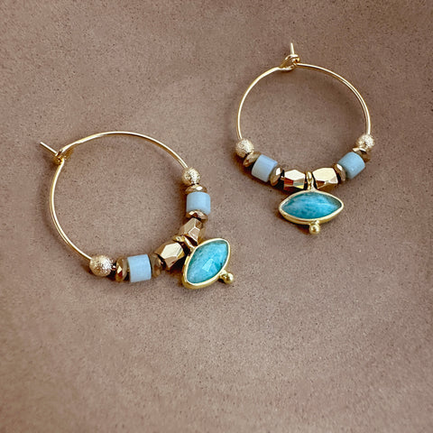 Kora - Amazonite Hoop Earrings