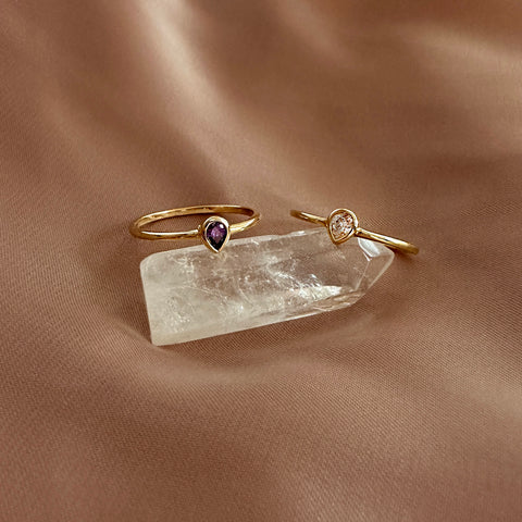 Lucinda - Purple Teardrop Ring - Kurafuchi