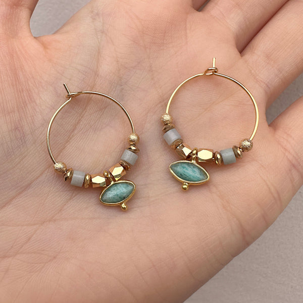 Kora - Amazonite Hoop Earrings