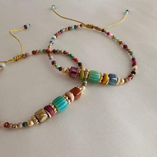 Monica - Bracelet millefiori & perles de gemme