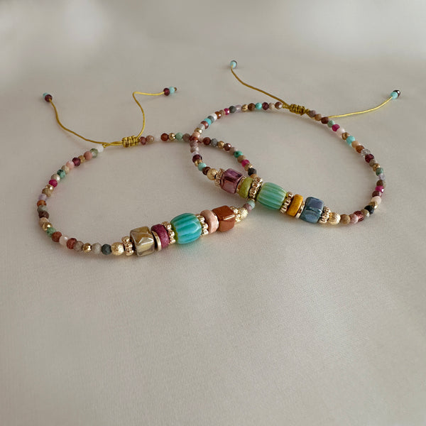 Monica - Bracelet millefiori & perles de gemme