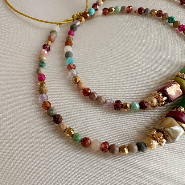 Monica - Bracelet millefiori & perles de gemme