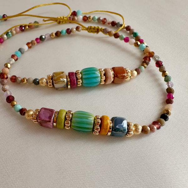 Monica - Bracelet millefiori & perles de gemme