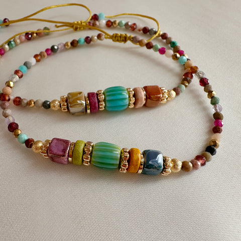 Monica - Bracelet millefiori & perles de gemme