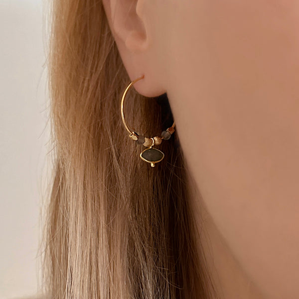 Kora - Gemstone Hoop Earrings