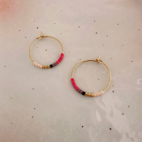 Irina - Beaded Hoop Earrings