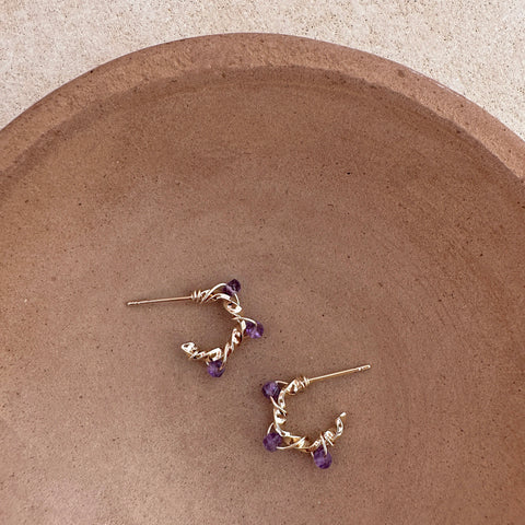 Sienna - Amethyst Hoops