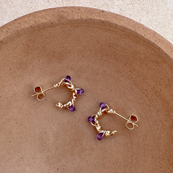 Sienna - Amethyst Hoops