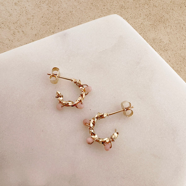 Sienna - Pink Opal Hoops