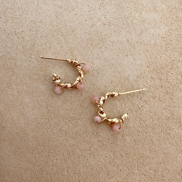 Sienna - Pink Opal Hoops