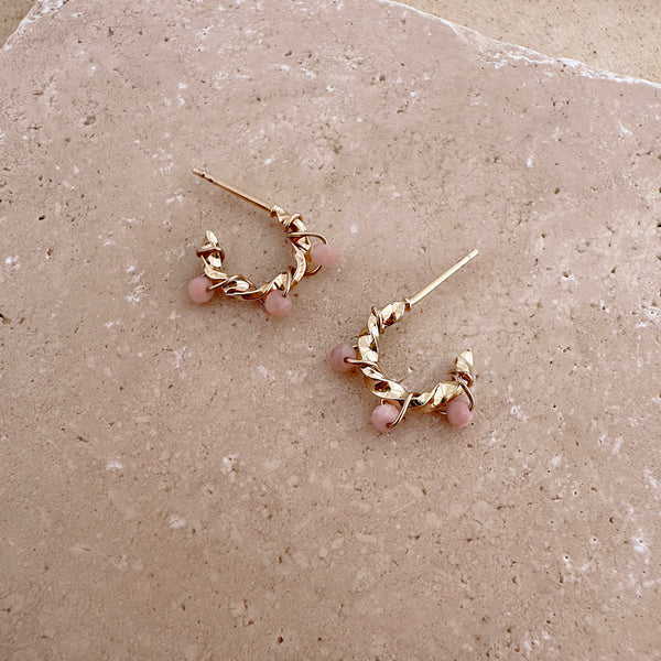 Sienna - Pink Opal Hoops