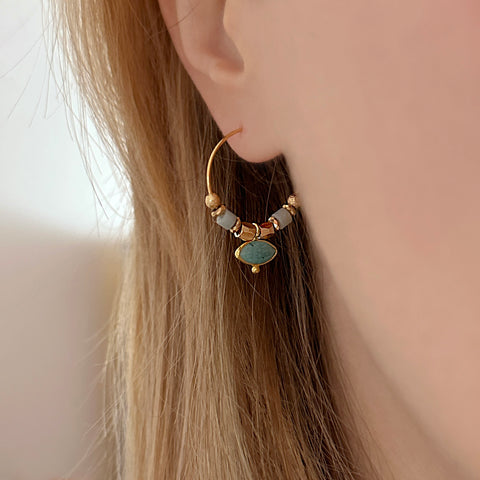 Kora - Amazonite Hoop Earrings