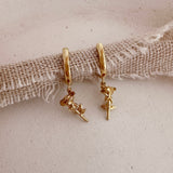 Dina - Rose Charm Hoops