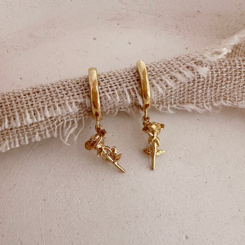 Dina - Rose Charm Hoops