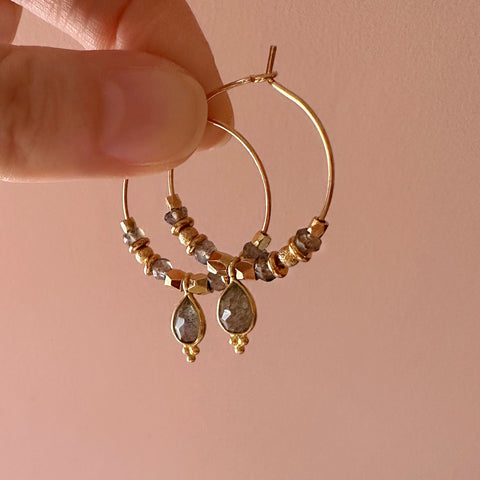 Kaya - Labradorite Hoop Earrings