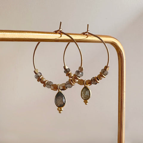 Kaya - Labradorite Hoop Earrings