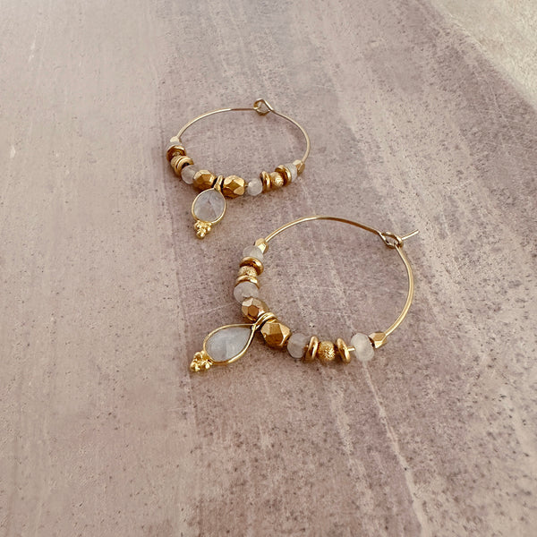 Kaya - Moonstone Hoop Earrings