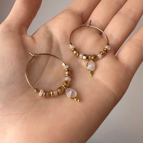 Kaya - Moonstone Hoop Earrings