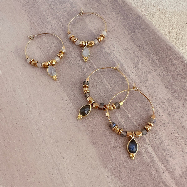 Kaya - Labradorite Hoop Earrings