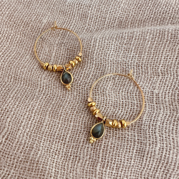 Kaya - Labradorite Hoop Earrings